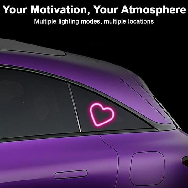 Neon Heart Solar Car Window Light