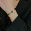 Emerald Green Crystal Pendant Necklace & Bracelet Set (Gold Plated Stainless Steel)