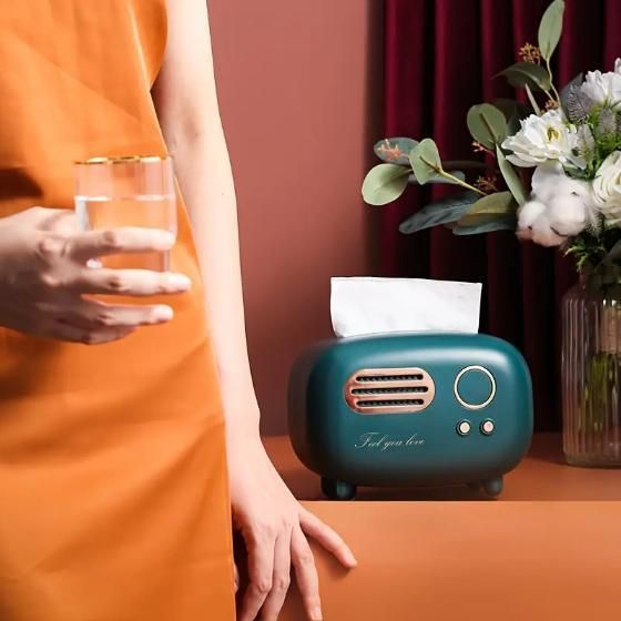 Retro Radio Tissue Box Cover (Aesthetic Vintage Decor)