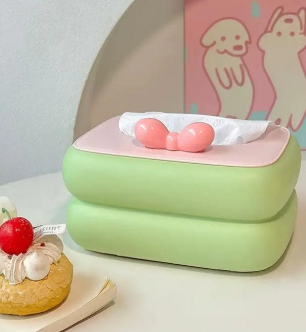 Aesthetic Bow Tissue Box Cover (Pastel Room Decor)