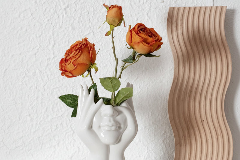 Nordic Aesthetic Face Vase (Glossy Ceramic) - Modern Art Home Decor