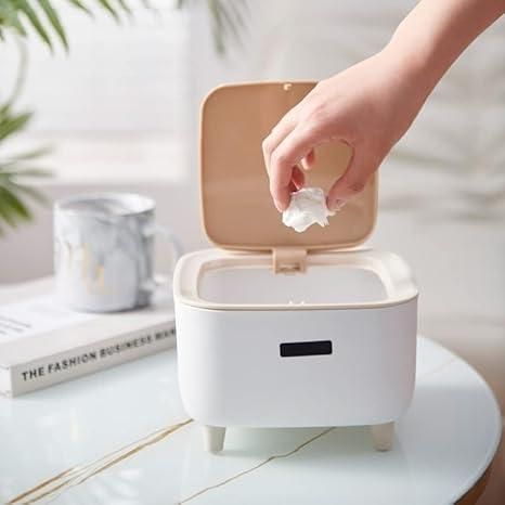Minimalist Desktop Trash Bin (Aesthetic Push-Button Organizer)